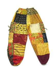 The Golden Enchanting Patchwork Harem Pants, Boho Gypsy Yoga Trousers For Her