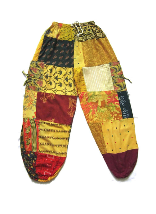The Golden Enchanting Patchwork Harem Pants, Boho Gypsy Yoga Trousers For Her