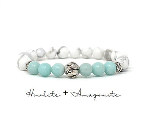 Howlite Amazonite Lotus Bracelet