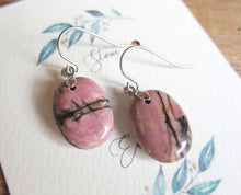 SALE - Natural Pink Rhodonite Stone Earrings - Limited Edition