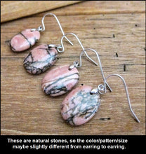 SALE - Natural Pink Rhodonite Stone Earrings - Limited Edition
