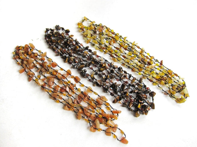 Tiger Eye + Citrine Stone Chips Layering Necklaces - ALL ON SALE!