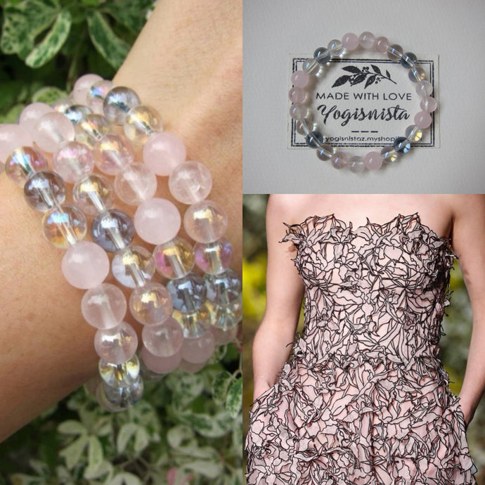 Rose Quartz, Pink Chalcedony, Aura Quartz - Love, Fertility, Growth, Protection Bracelet! 
