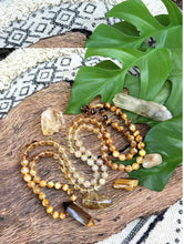 Citrine, Tiger Eye Mala Beaded Necklace