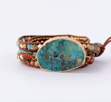 Azurea Gilded Turquoise Stone 5X Wrap Bracelet