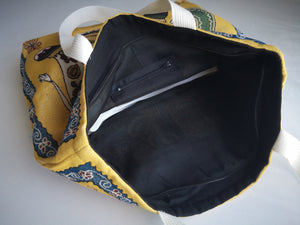 Handmade Yellow Mustard Elephant Tapestry Bag