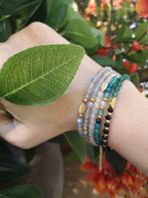 2 piece set - Dainty Green Emerald, Prehnite Bracelets