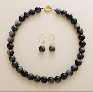 Black Gold Sheen Obsidian - Protection Mala Bracelet (avail in Necklace)