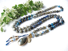 Rainbow Labradorite, Blue Sodalite 108 Prayer Beads Mala Necklace