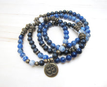 108 Bead Mala in Russian Shungite, Sodalite and Selenite Necklace