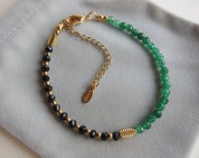 Delicate Green Emerald, Black Spinel Bracelet