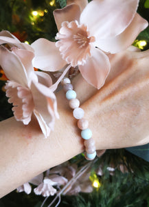 Rose Quartz, Sunstone, Amazonite Wrist Energy Mala Bracelet