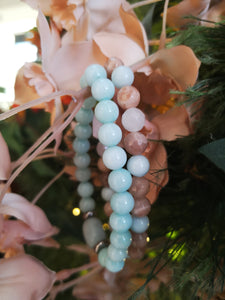 Sunstone, Rose Quartz, Amazonite Single Mala Bracelet