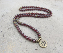 Red Garnet in 108 Bead Mala Necklace (convertible to Bracelet)