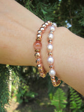 2 pc set - Sunstone, Freshwater Pearl, Rose Gold Hematite Stackable Bracelets