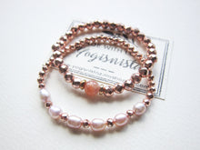 2 pc set - Sunstone, Freshwater Pearl, Rose Gold Hematite Stackable Bracelets