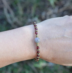 Red Garnet and Labradorite Bracelet