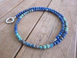 Intuition and Change - Lapis Lazuli and African Turquoise Beaded Necklace