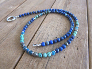 Intuition and Change - Lapis Lazuli and African Turquoise Beaded Necklace