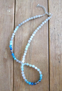 Rainbow Labradorite, Hematite, Blue Agate Luxurious Necklace - Calming, Confidence, Protection