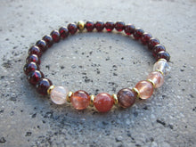 2pc set - Red Garnet and Hematoid Quartz Necklace & Bracelet Set