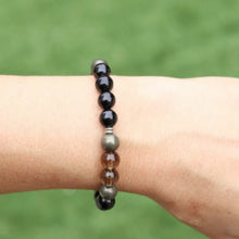 Him/Her Black Tourmaline, Pyrite, Smoky Quartz Bracelet