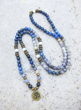 108 Bead Mala in Russian Shungite, Selenite, Sodalite and Iolite Necklace