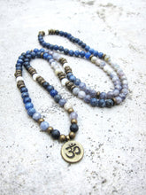 108 Bead Mala in Russian Shungite, Selenite, Sodalite and Iolite Necklace