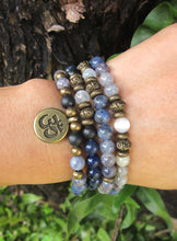 108 Bead Mala in Russian Shungite, Selenite, Sodalite and Iolite Necklace