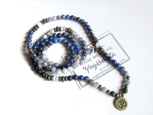 108 Bead Mala in Russian Shungite, Selenite, Sodalite and Iolite Necklace