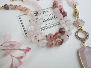 Pink Goddess Rose Quartz Pendant Necklace - Balance, Love, Fertility, Calming, Happiness