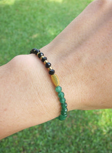 Delicate Green Emerald, Black Spinel Bracelet