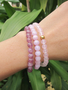 "Calming and Balance" Kunzite, Lepidolite, Pink Chalcedony Bracelet Set