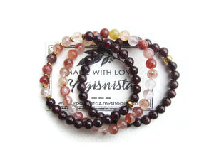 Red Garnet and Hematoid Quartz Bracelet