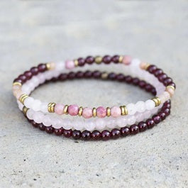 Self Love - Red Garnet and Rose Quartz Wrist Energy Minimalist Bracelet