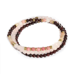 Self Love - Red Garnet and Rose Quartz Wrist Energy Minimalist Bracelet