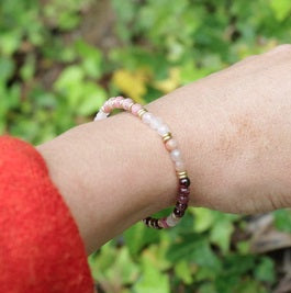 Self Love - Red Garnet and Rose Quartz Wrist Energy Minimalist Bracelet