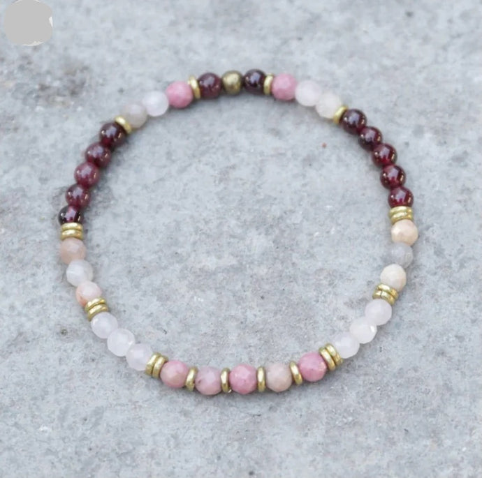 Self Love - Red Garnet and Rose Quartz Wrist Energy Minimalist Bracelet