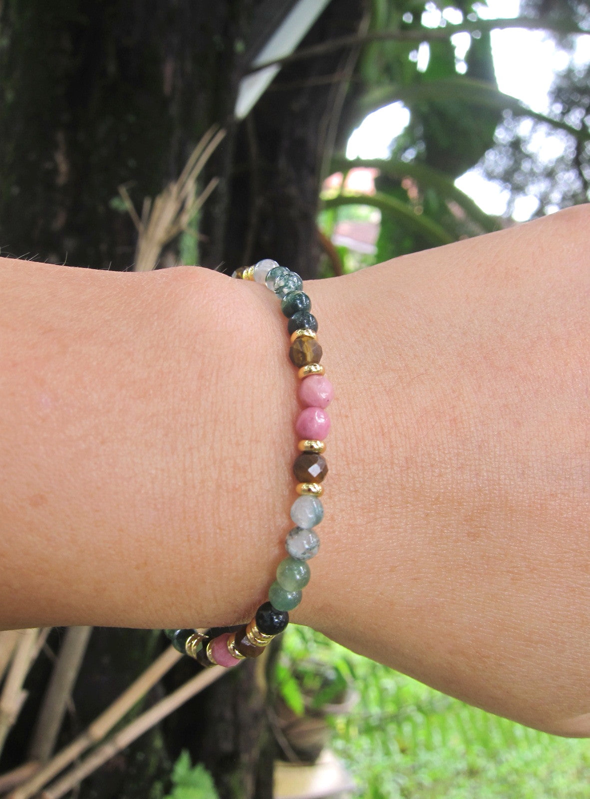 Rhodonite, Jasper, Agate Mix Delicate Bracelet