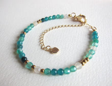 2 piece set - Dainty Green Emerald, Prehnite Bracelets
