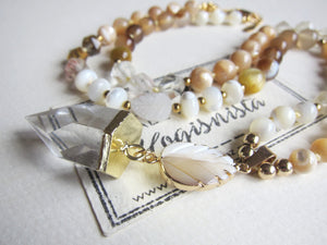 Mother of Pearl Goddess Beaded Necklace - Mother's Day Gift Ideas