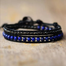 unisex bracelet in blue lapis lazuli and gunmetal hematite for him or her