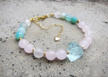 Rose Quartz, Freshwater Pearl, Blue Quartz Necklace