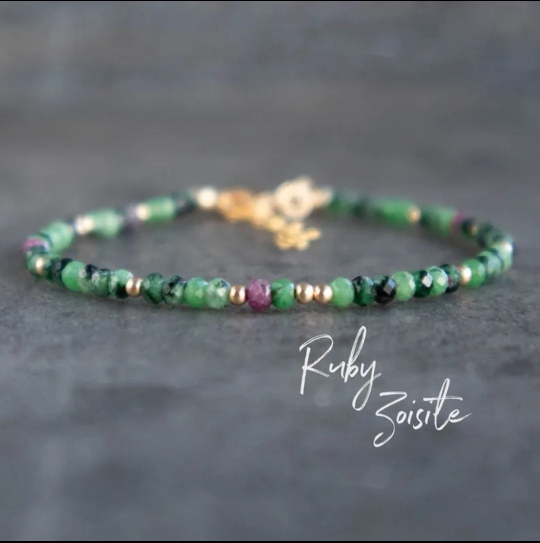 Dainty Ruby Zoisite Gemstone Bracelet