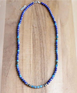 Intuition and Gratitude - Lapis Lazuli and Apatite Delicate Necklace