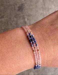 Rose Quartz, Sodalite Delicate Stone Bracelet - Love, Harmony, Balance, Intuition, Confidence