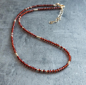 Dainty Red Pomegranate Garnet Gemstone Necklace