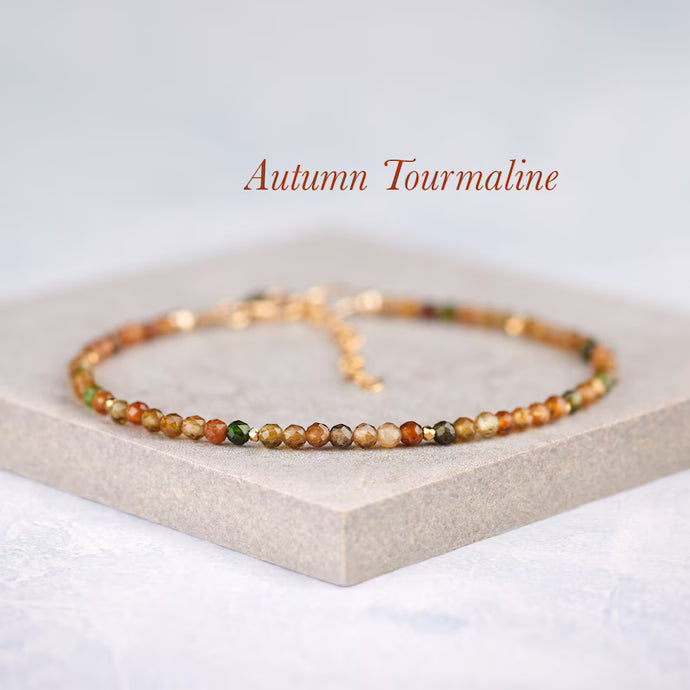 Spessartine Garnet, Watermelon Tourmaline Delicate Bracelet