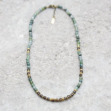 Green Moss Agate, Tiger Eye, Smoky Quartz Necklace - Abundance and Prosperity