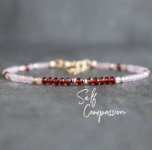 Delicate Rose Quartz, Garnet and Rhodonite Stone Necklace - Stone of Compassion